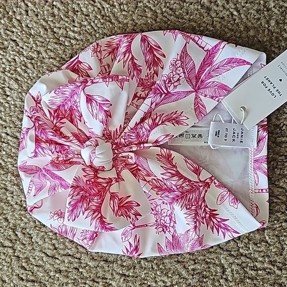Janie and Jack girls UPF 50+ RECYCLED FLAMINGO TOILE SWIM HEADWRAP - Picture 2 of 4